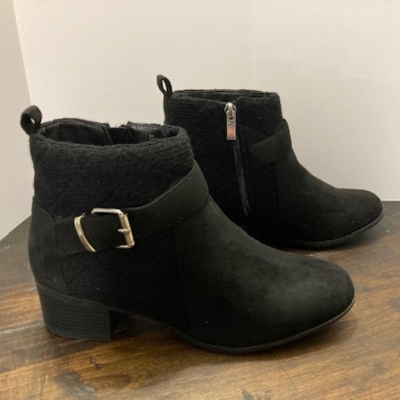 cloudwalkers Shoes - Cloudwalkers Black Knit/Suede Ankle Boot Xra Wide Width NWT